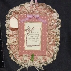 Pink and Cream Lace Wall Hanging